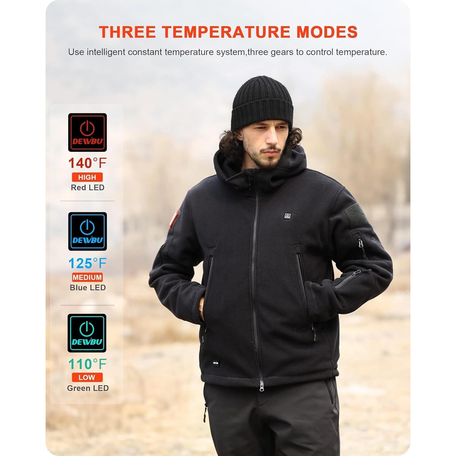 Chaqueta Térmica DEWBU para Hombres 12V con Batería 54Wh