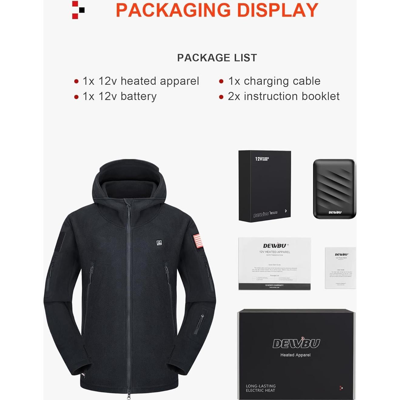 Chaqueta Térmica DEWBU para Hombres 12V con Batería 54Wh