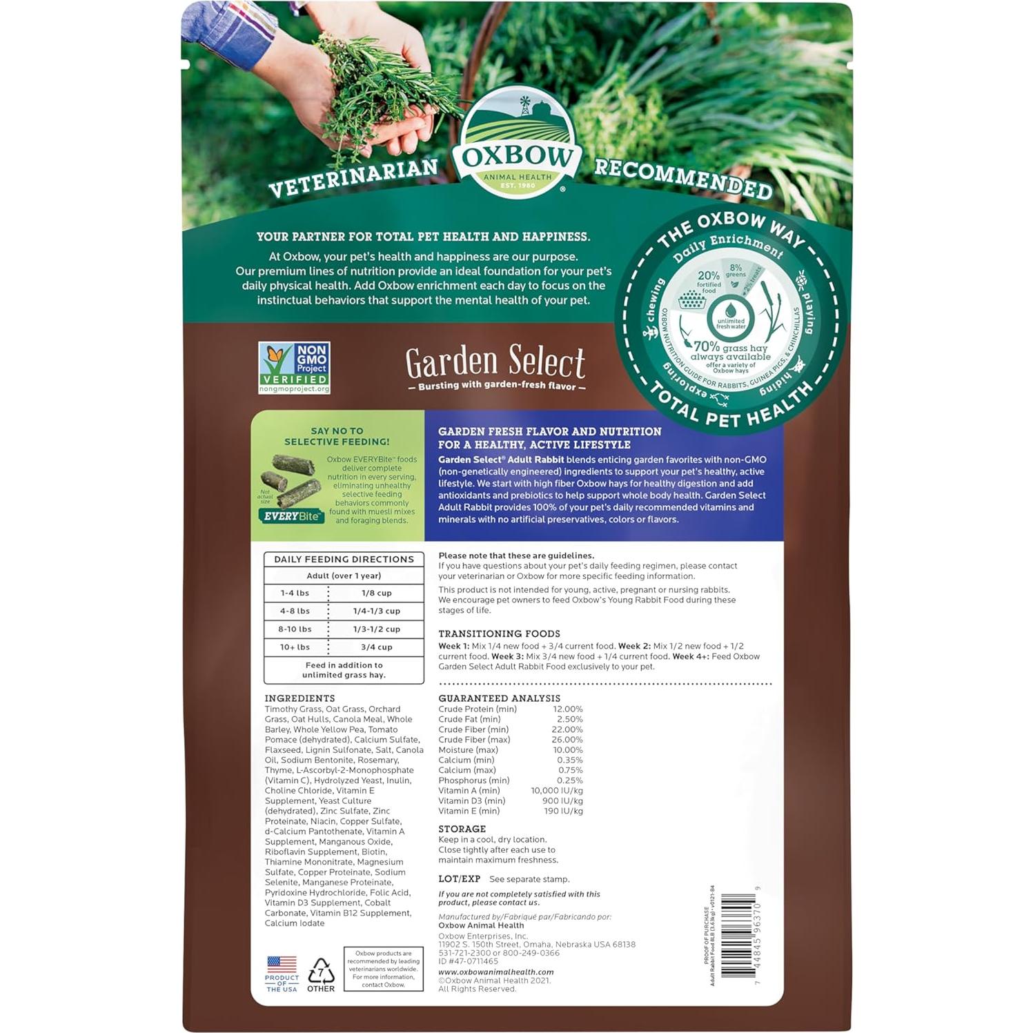 Alimento para Conejos Oxbow Garden Select 3.63 kg Adulto