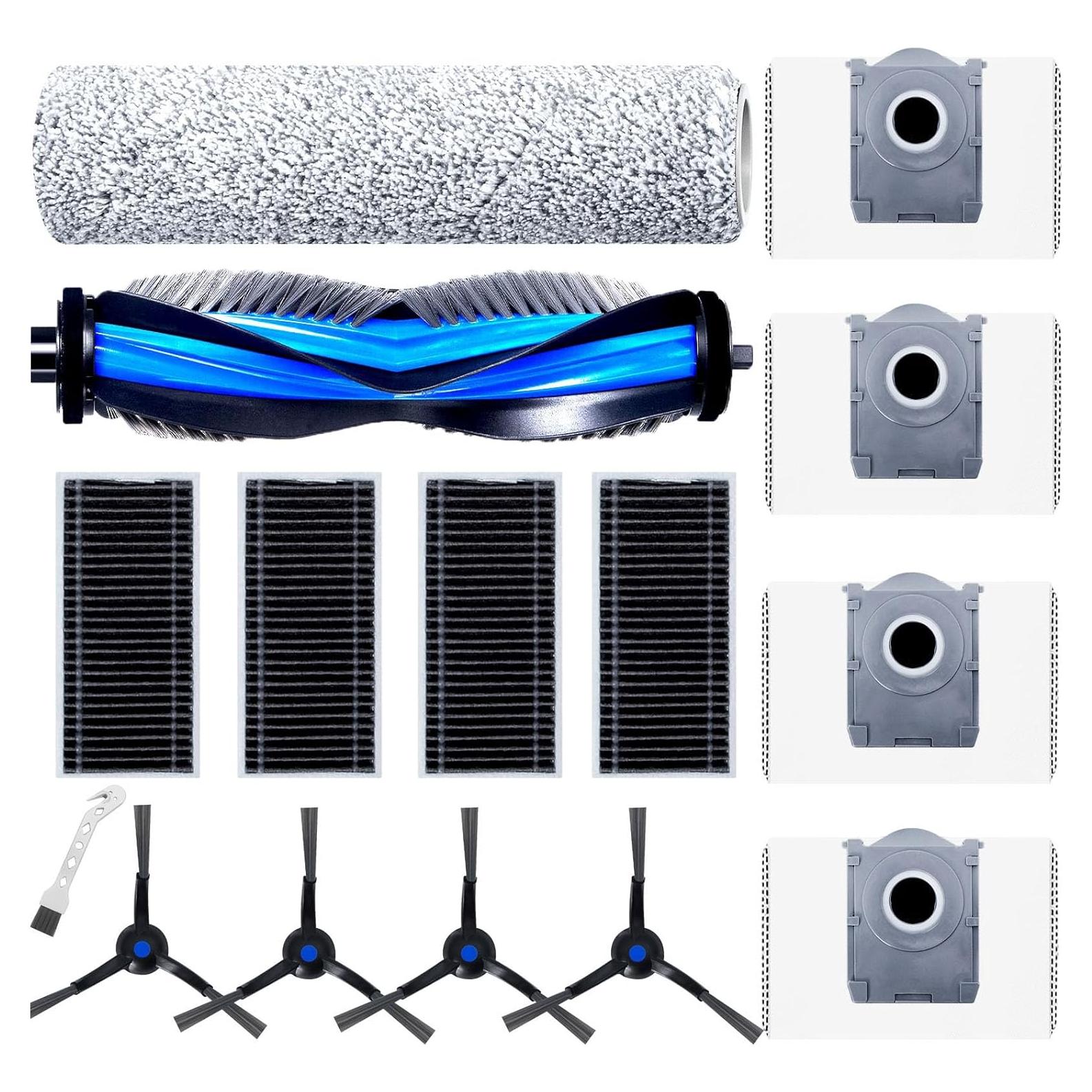 Juego de Accesorios para Aspiradora Robot Ecovacs Deebot X8 Pro Omni - 1 Cepillo Rodante, 1 Cepillo de Pelusa, 4 Filtros, 4 Bolsas de Polvo, 4 Cepillos Laterales