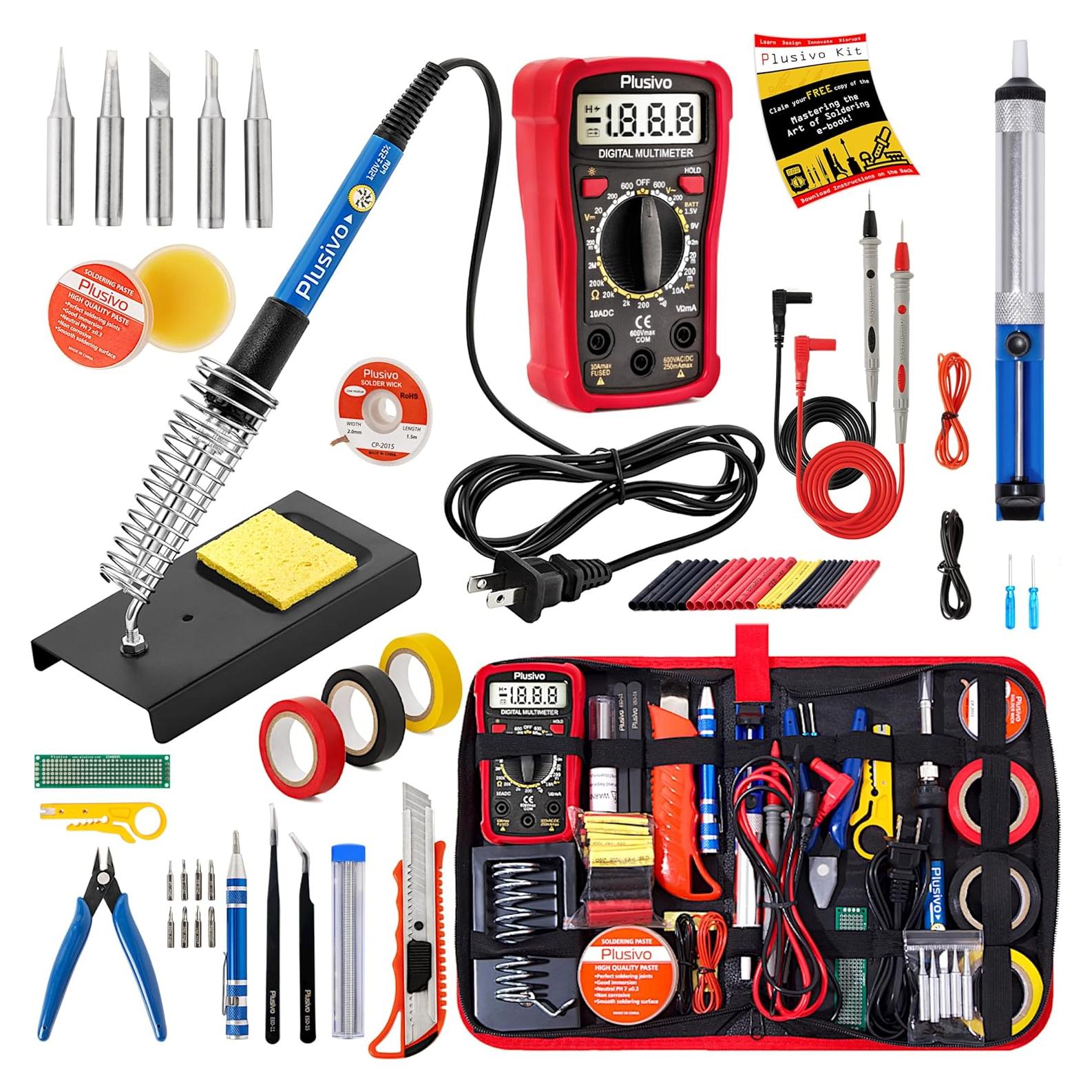 Kit de Soldador Plusivo 60W con Multímetro y Accesorios
