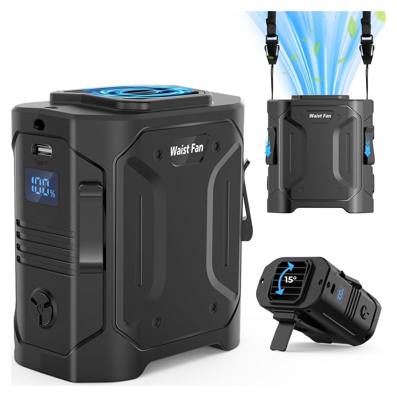 Ventilador de Cintura Portátil Huachuang 10000mAh 5 Velocidades