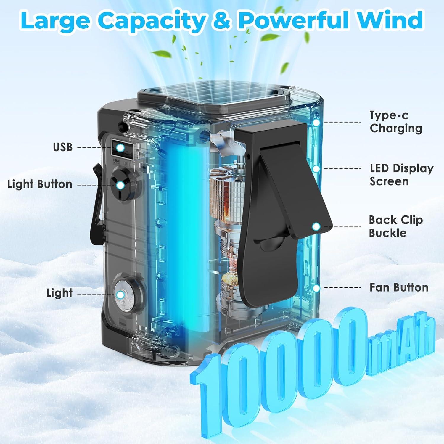 Ventilador de Cintura Portátil Huachuang 10000mAh 5 Velocidades