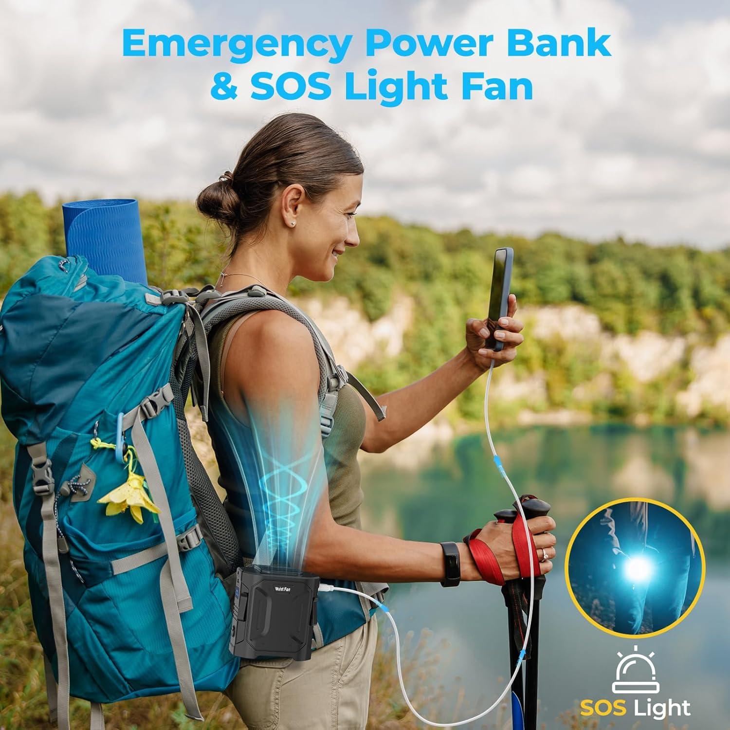 Ventilador de Cintura Portátil Huachuang 10000mAh 5 Velocidades