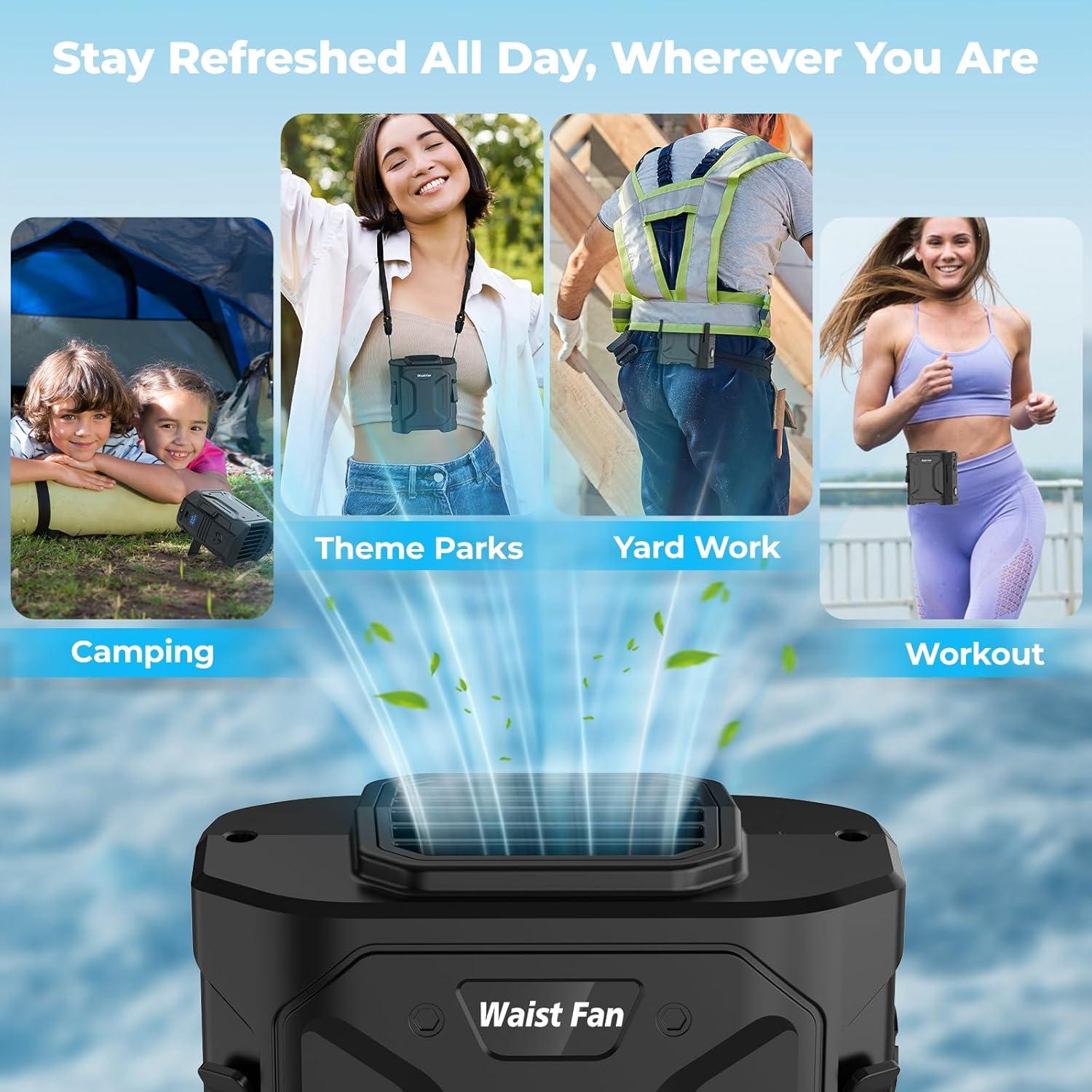 Ventilador de Cintura Portátil Huachuang 10000mAh 5 Velocidades