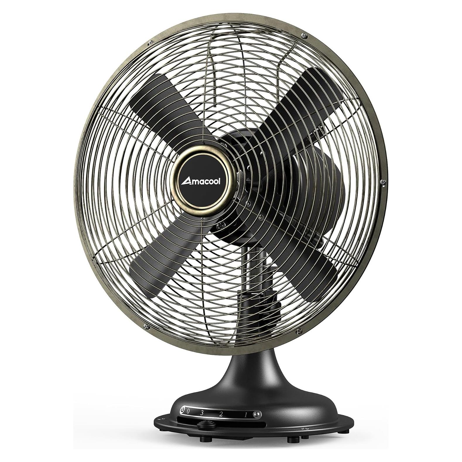 Ventilador de Mesa Vintage AMACOOL 20.32 cm Oscilante 3 Velocidades