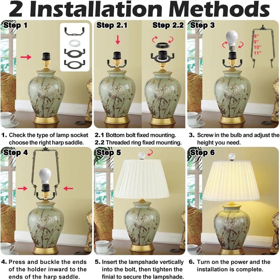 Soporte de Pantalla de Lámpara Asjeumt Bronce Ajustable 20-28 cm