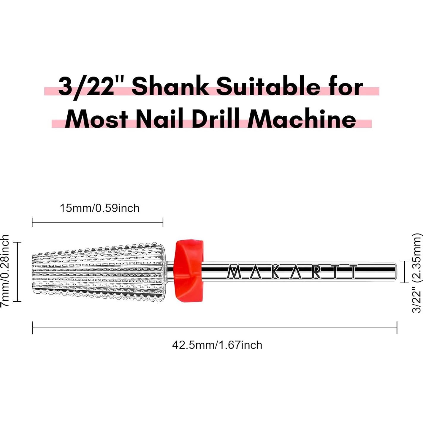 Makartt 5 en 1 Broca para Uñas de Carburo 2.38 mm - Profesional