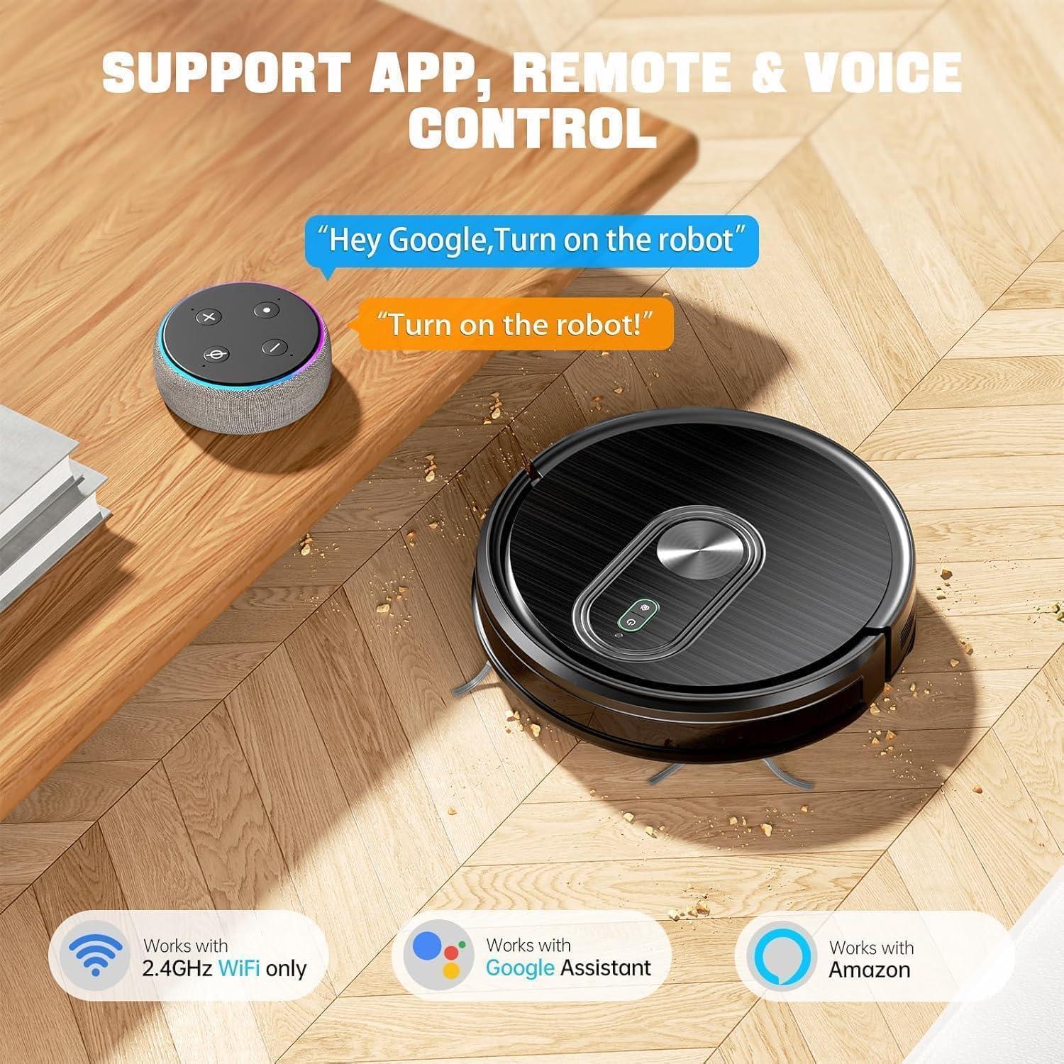 Robot Vacuum and Mop Combo, 2 in 1 Vacuuming & Mopping Robot with Schedule, App/Bluetooth/Voice, 3200Pa Max Suction, Self-Charging Robot Vacuum Cleaner, Slim, Ideal for Pet Hair, Hard Floor, Carpet