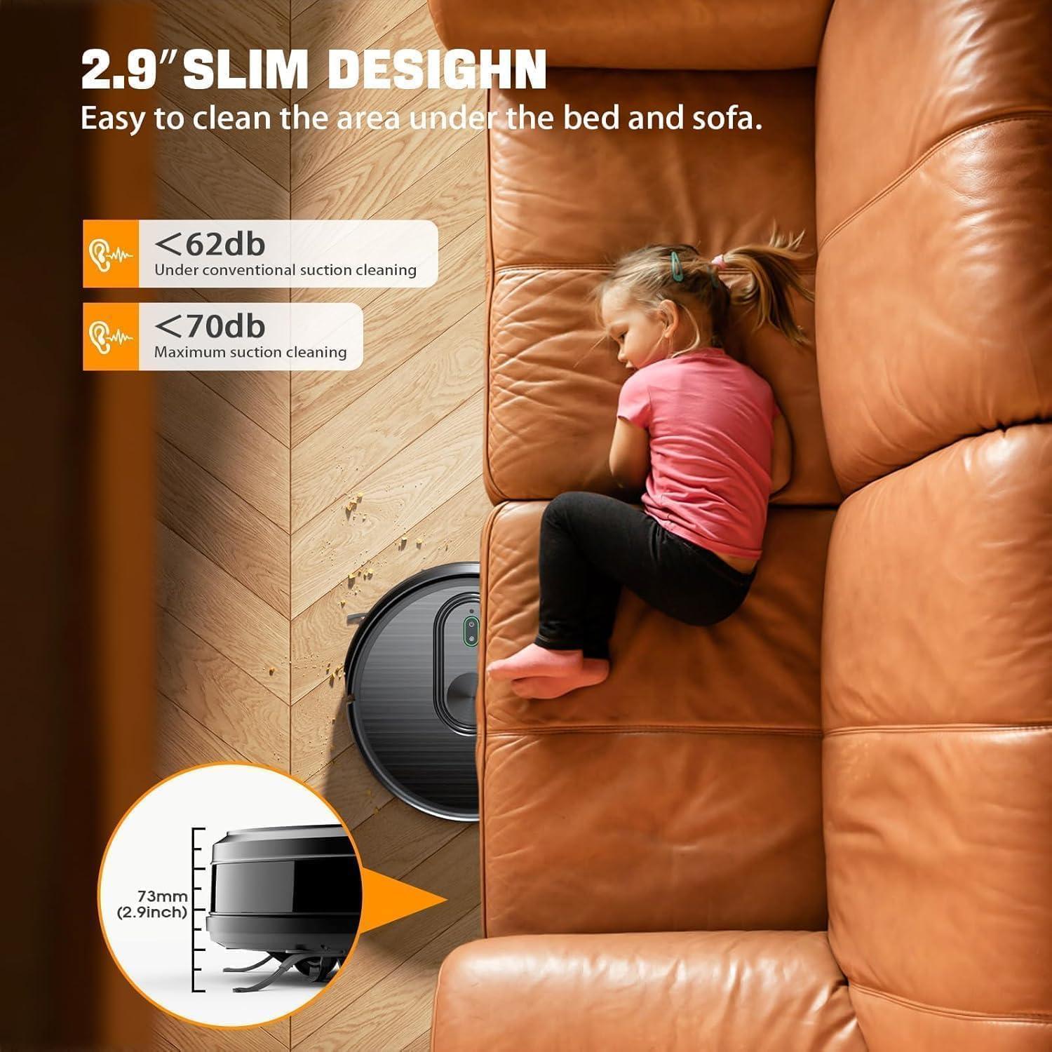 Robot Vacuum and Mop Combo, 2 in 1 Vacuuming & Mopping Robot with Schedule, App/Bluetooth/Voice, 3200Pa Max Suction, Self-Charging Robot Vacuum Cleaner, Slim, Ideal for Pet Hair, Hard Floor, Carpet