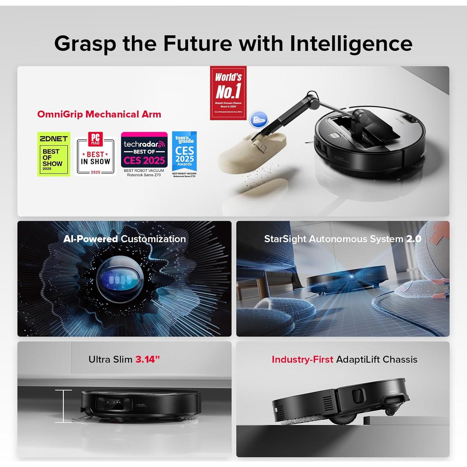 Aspiradora Robot Roborock Saros Z70 con Filtro Lavable 22000Pa