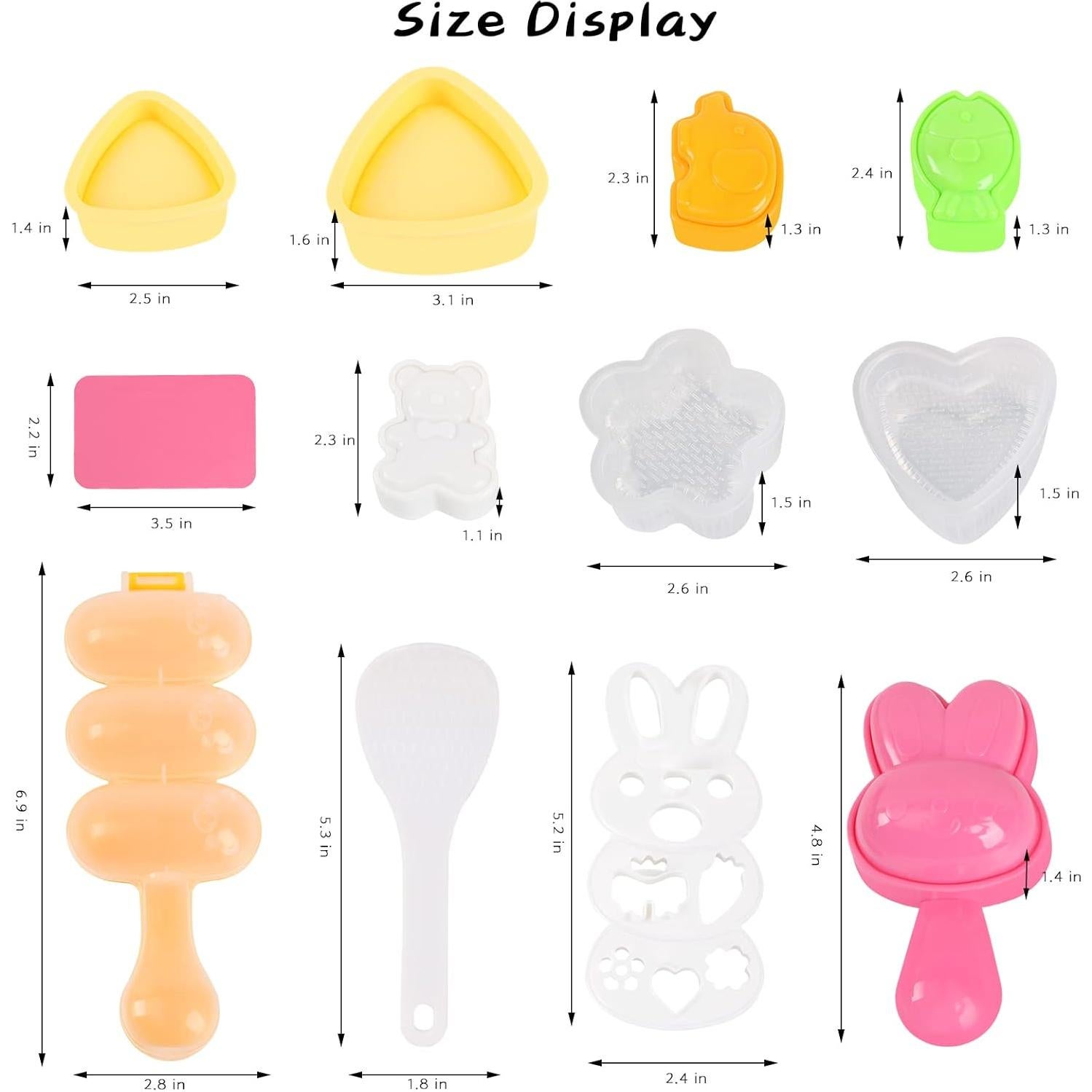 Juego de Moldes de Onigiri Machomby - 10 Piezas Coloridas