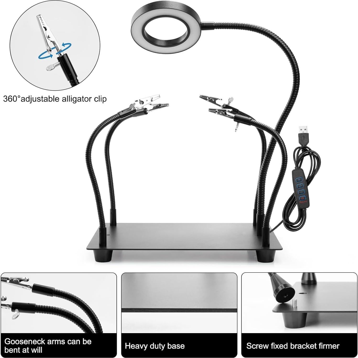 Estación de Soldadura OBDMONSTER con Lupa 5X y 4 Brazos