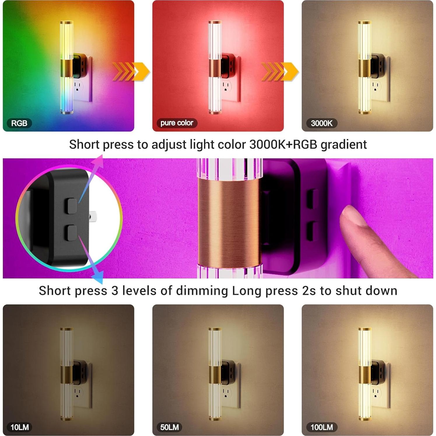 Luz Nocturna JandCase RGB con Sensor y Regulador 9.14cm