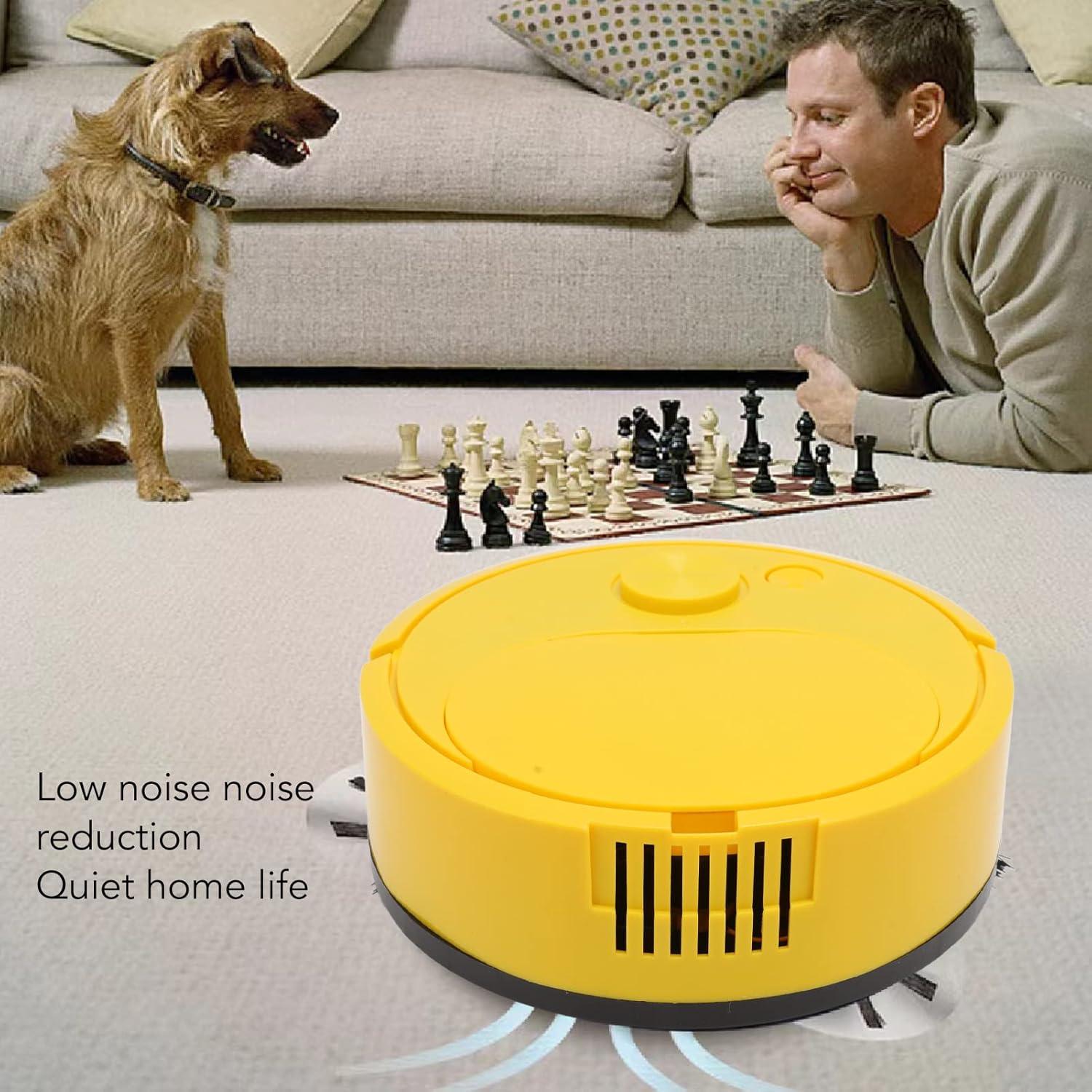 Smart Sweeping Robot , Mini Robot Vacuums Multi Filtration ABS Multifunctional 5V USB Charging for Tile for Marble Mini Vacuum Robot(Yellow)