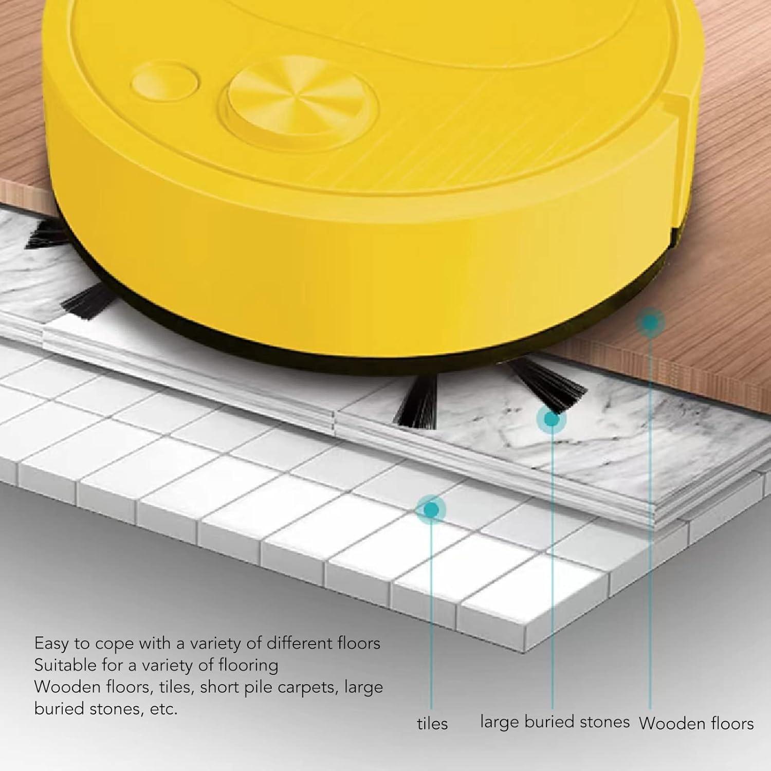 Smart Sweeping Robot , Mini Robot Vacuums Multi Filtration ABS Multifunctional 5V USB Charging for Tile for Marble Mini Vacuum Robot(Yellow)