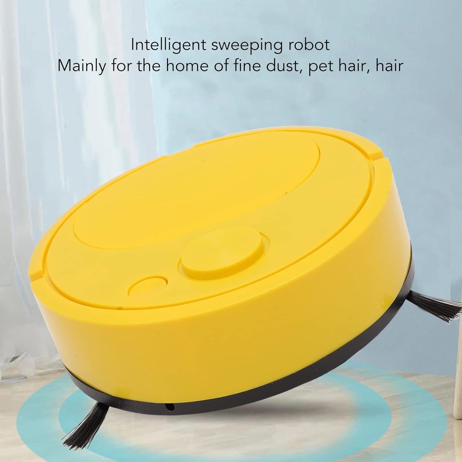 Smart Sweeping Robot , Mini Robot Vacuums Multi Filtration ABS Multifunctional 5V USB Charging for Tile for Marble Mini Vacuum Robot(Yellow)