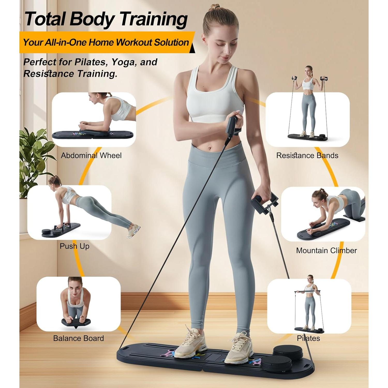 Conjunto de Reformador de Pilates Ailinkor 6 en 1 Plegable