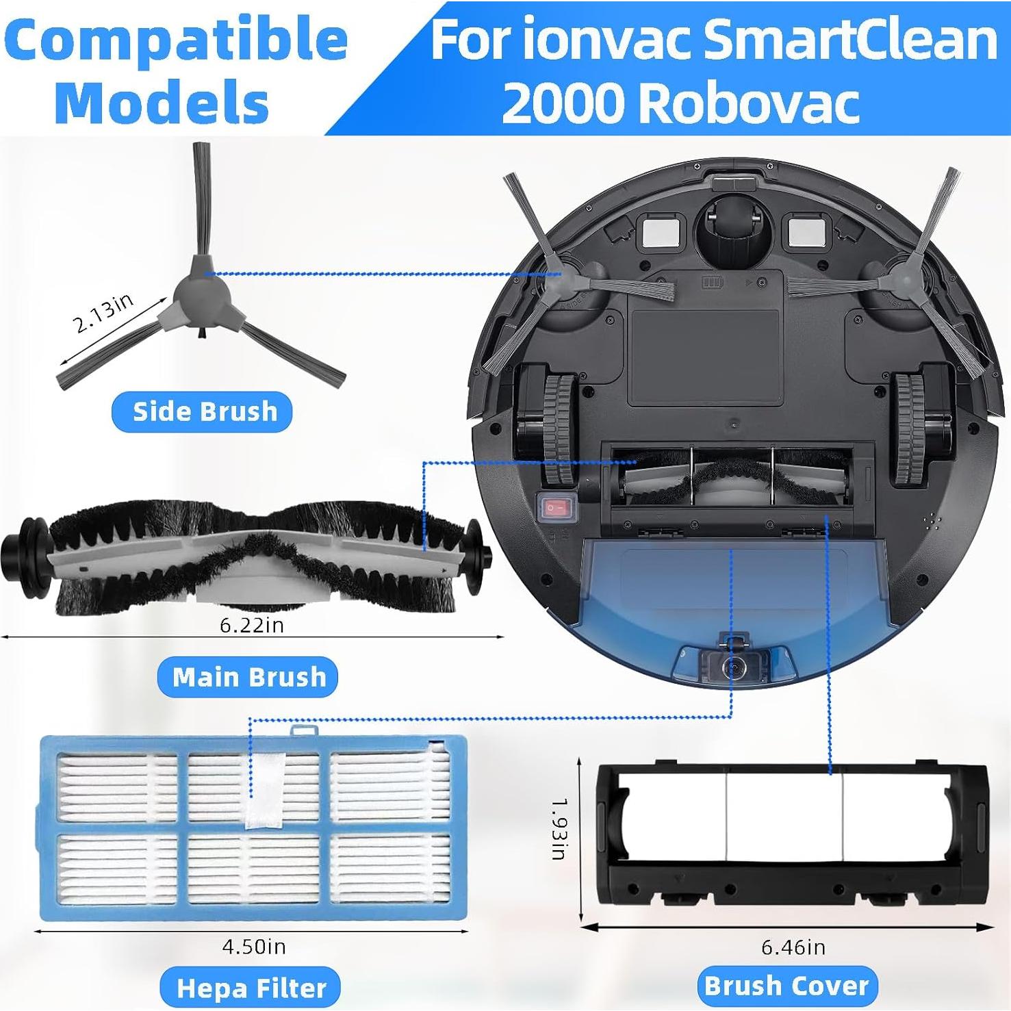 Kit de Accesorios HUIZHEN para Ionvac SmartClean 2000 - 2 Cepillos, 6 Filtros HEPA