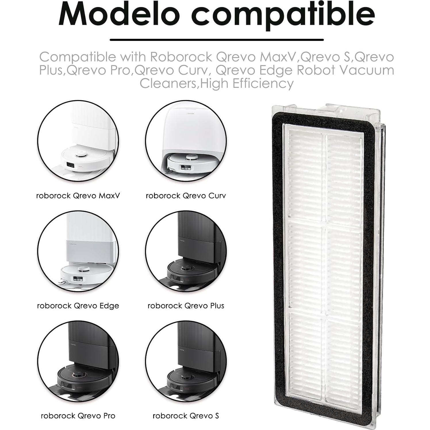 Filtro HEPA de Repuesto CHAIN PEAK para Roborock Qrevo S - 8 Piezas