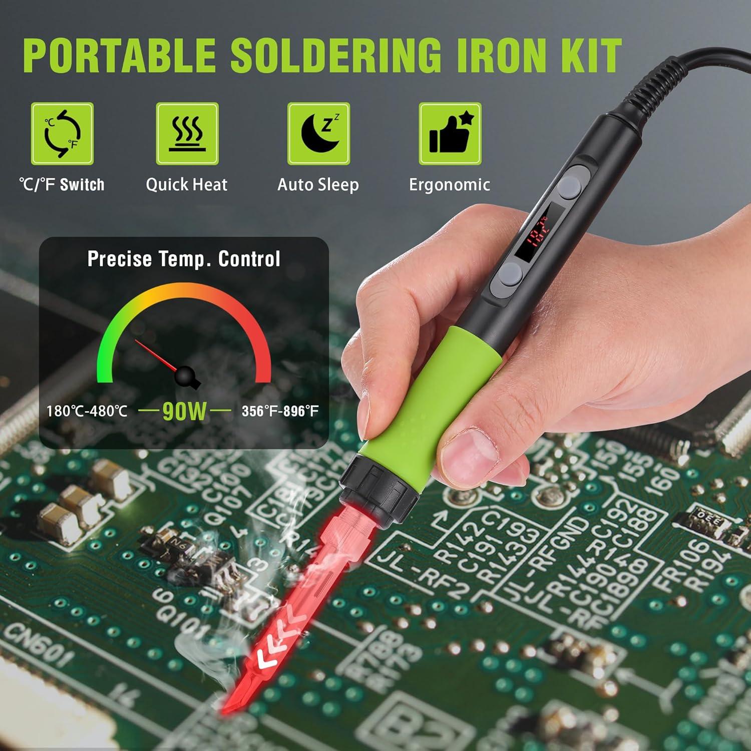 Kit de Soldadura WORKPRO 90W con Pantalla Digital y 11 Piezas