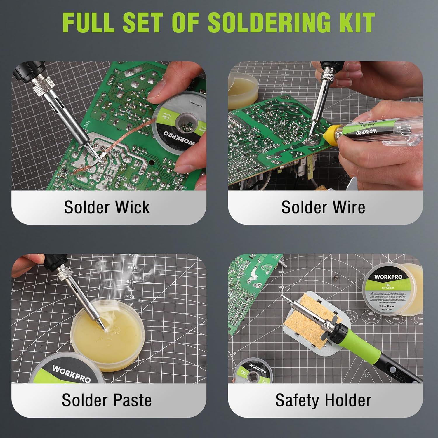 Kit de Soldadura WORKPRO 90W con Pantalla Digital y 11 Piezas