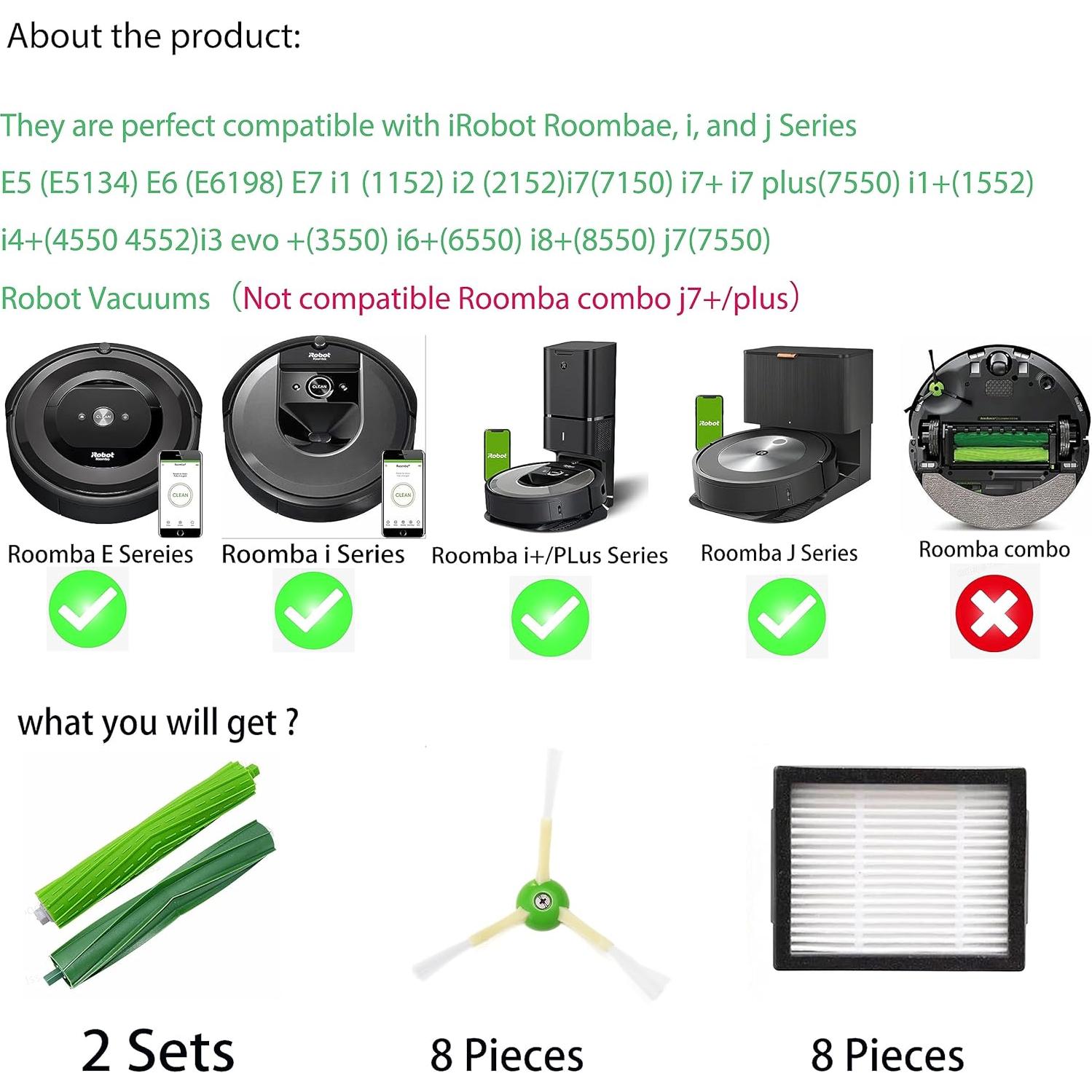 Kit de Repuestos para iRobot Roomba e5 e6 i1 i2 i3 j5 j7 - 16 Piezas