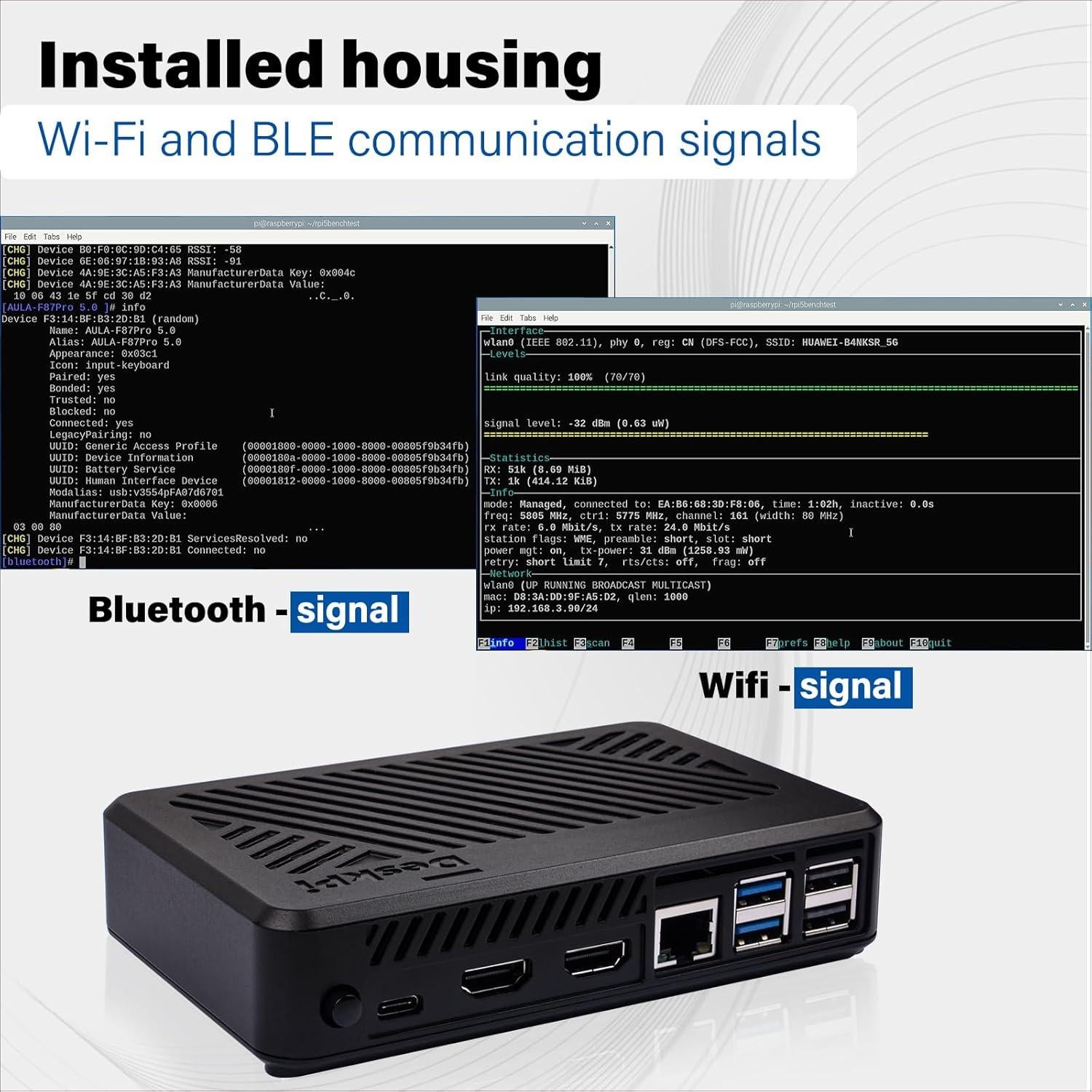 Caja GeeekPi DeskPi Lite Pi5 con Enfriador y HDMI