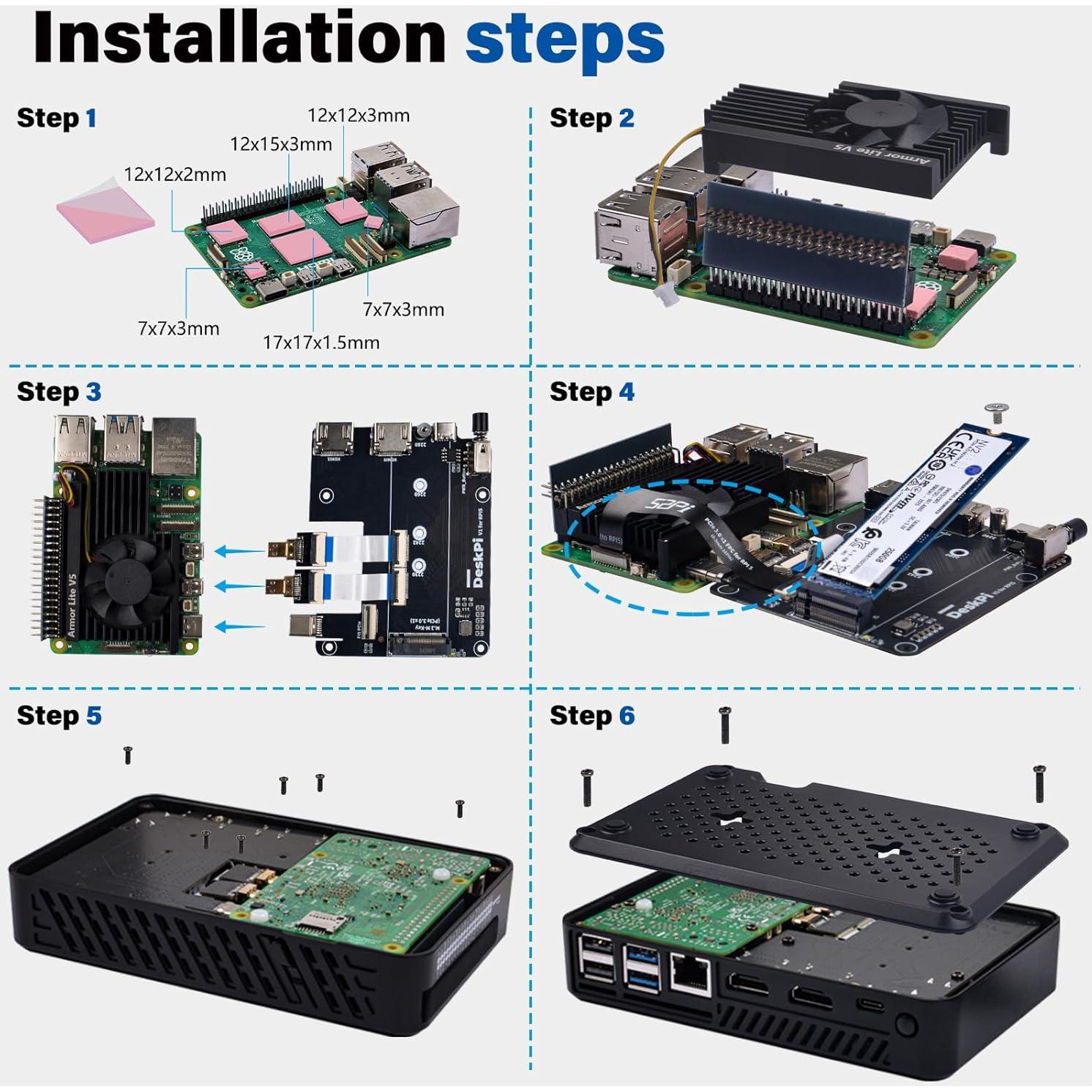 Caja GeeekPi DeskPi Lite Pi5 con Enfriador y HDMI
