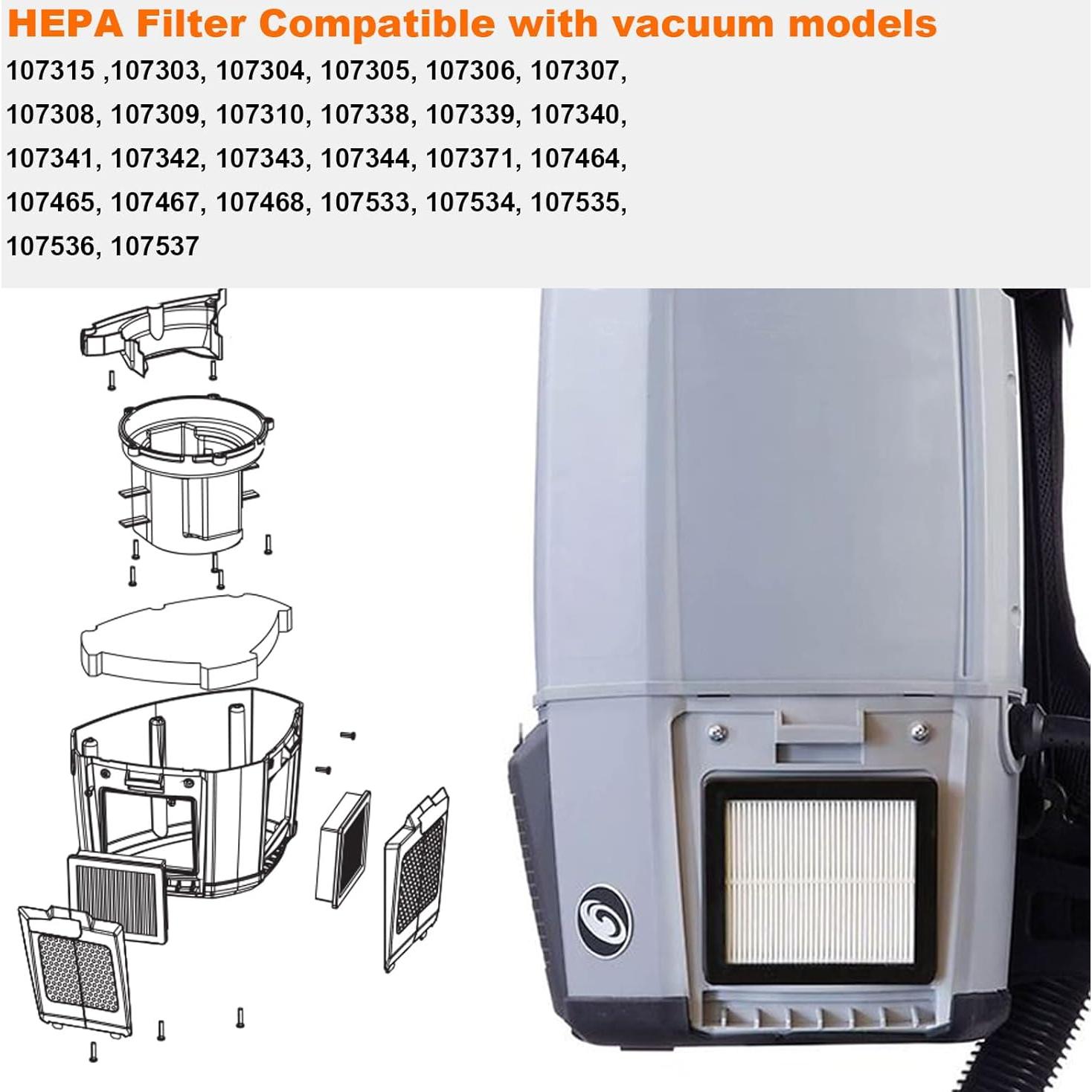 Filtro HEPA 107315 HomeInn para Aspiradoras ProTeam - Paquete de 2