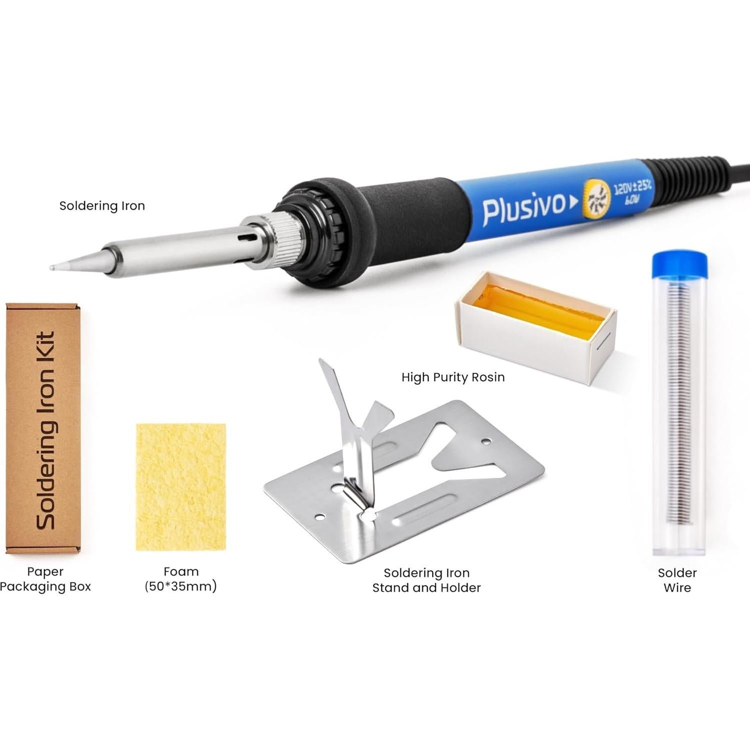 Kit de Soldador Plusivo 60W 5-en-1 con Accesorios