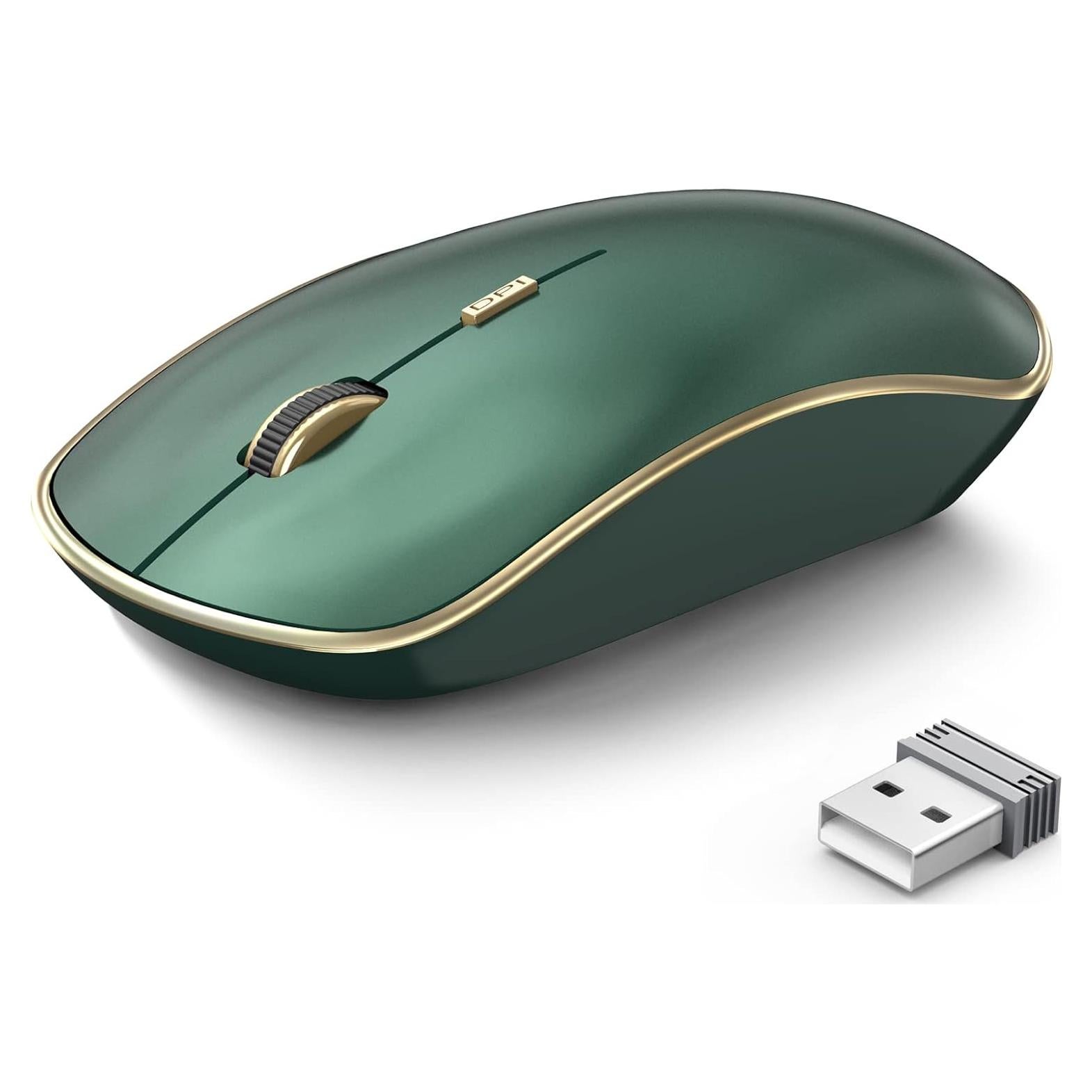 JOYACCESS Ratón Inalámbrico Silencioso Verde 5 Niveles DPI