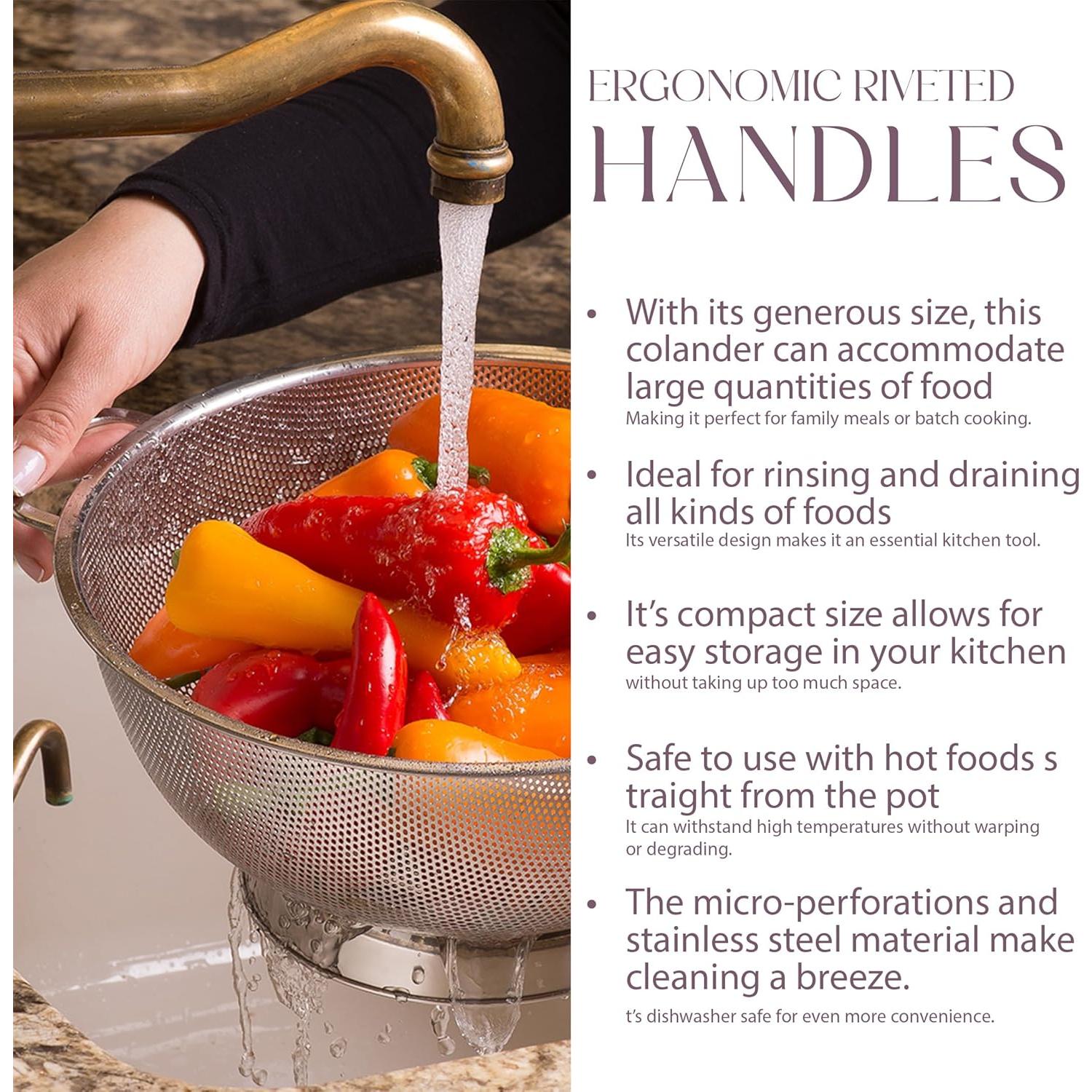 Colador Acero Inoxidable Bellemain 3QT y 5QT Apto Lavavajillas