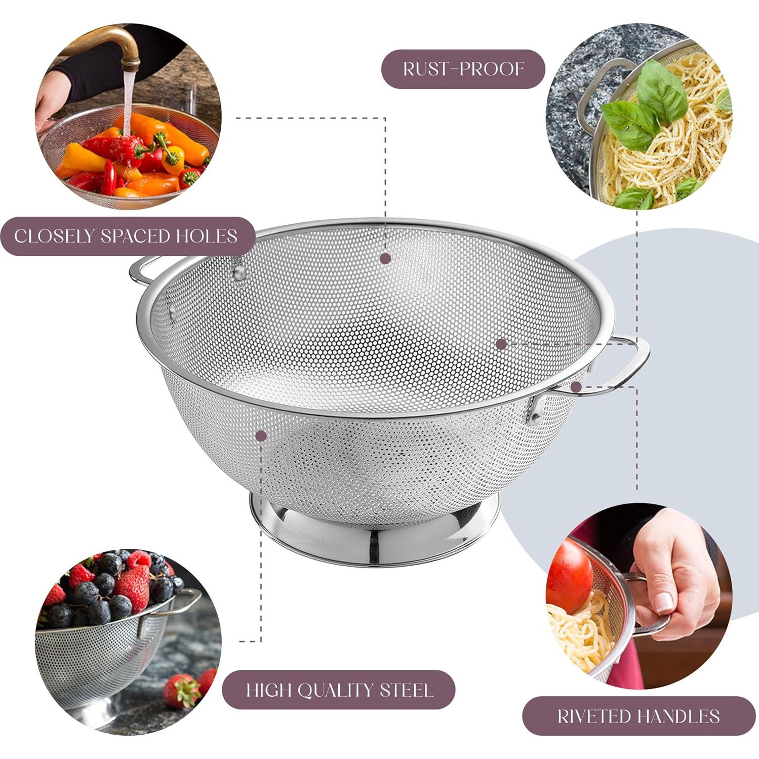 Colador Acero Inoxidable Bellemain 3QT y 5QT Apto Lavavajillas