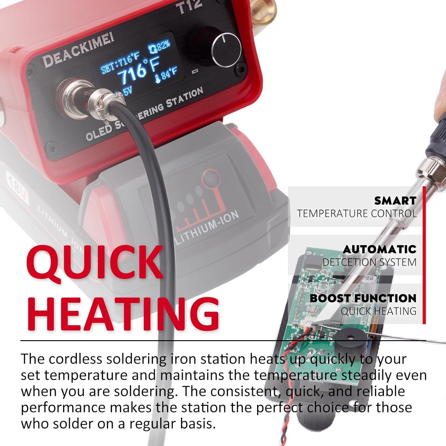Estación de Soldadura Inalámbrica Deackimei 18V, Temperatura Ajustable