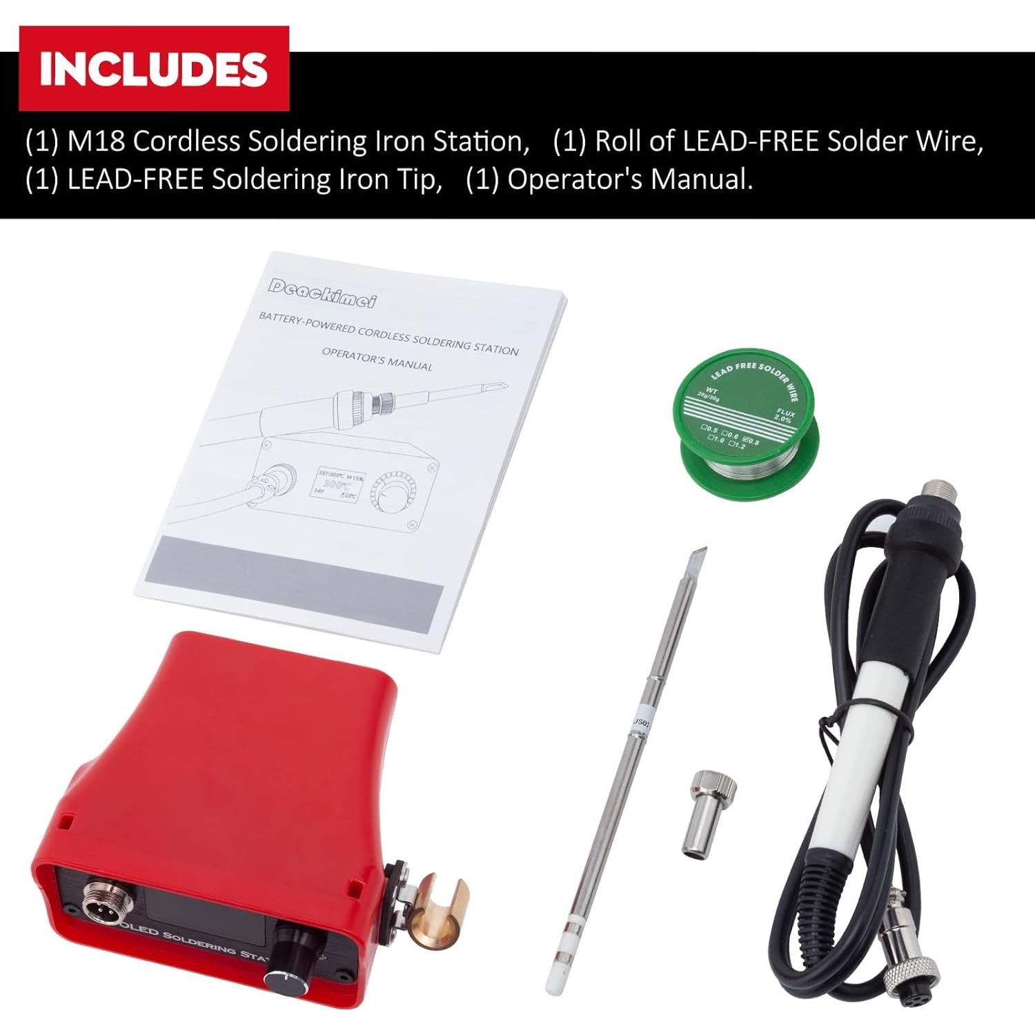 Estación de Soldadura Inalámbrica Deackimei 18V, Temperatura Ajustable