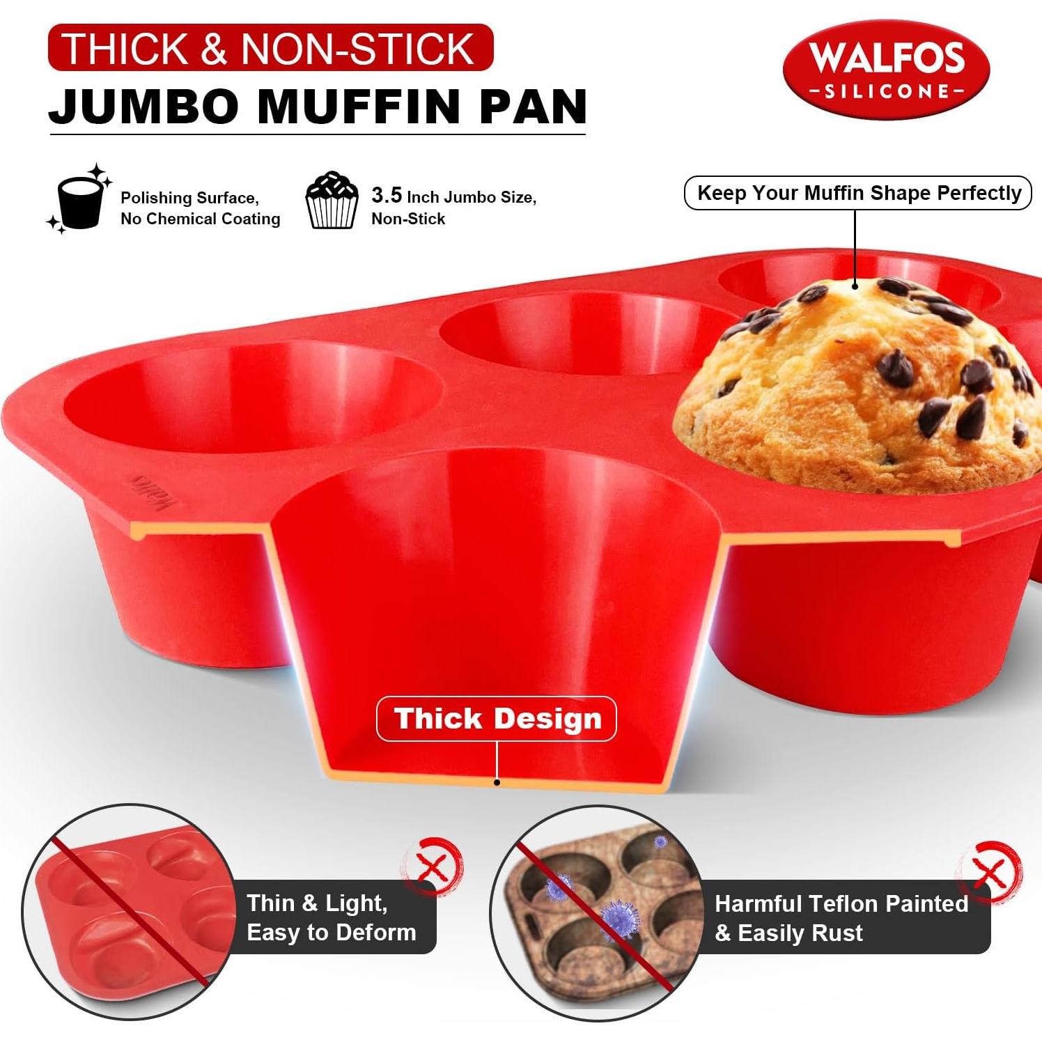 Molde de Silicona para Muffin Jumbo Walfos 6 Tazas Antiadherente