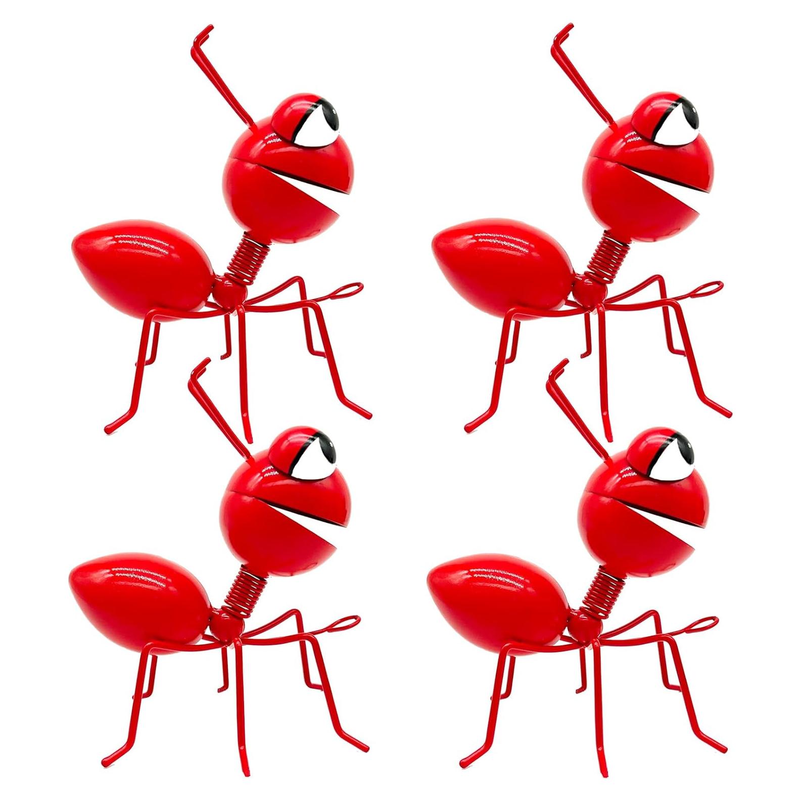 Set de 4 Hormigas Rojas Decorativas de Metal Cruis Cuka