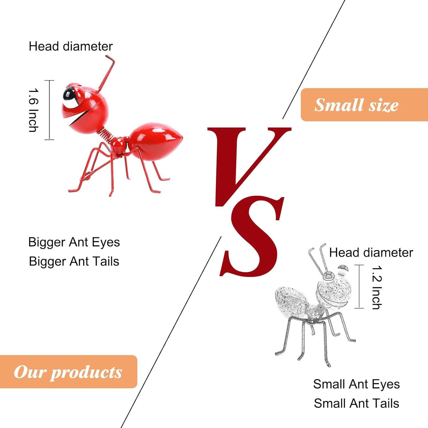 Set de 4 Hormigas Rojas Decorativas de Metal Cruis Cuka