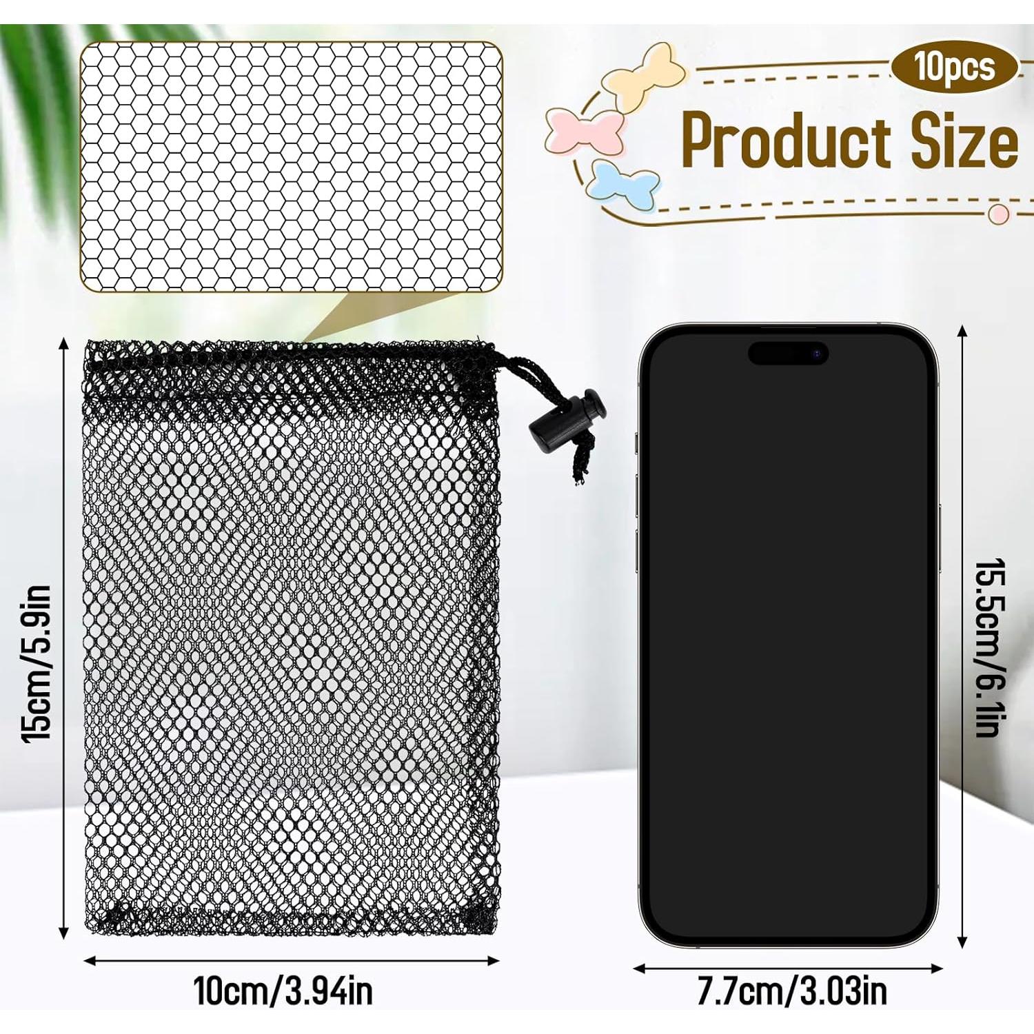 10 Bolsas de Malla con Cierre de Cordón Sliverdew 15x10cm