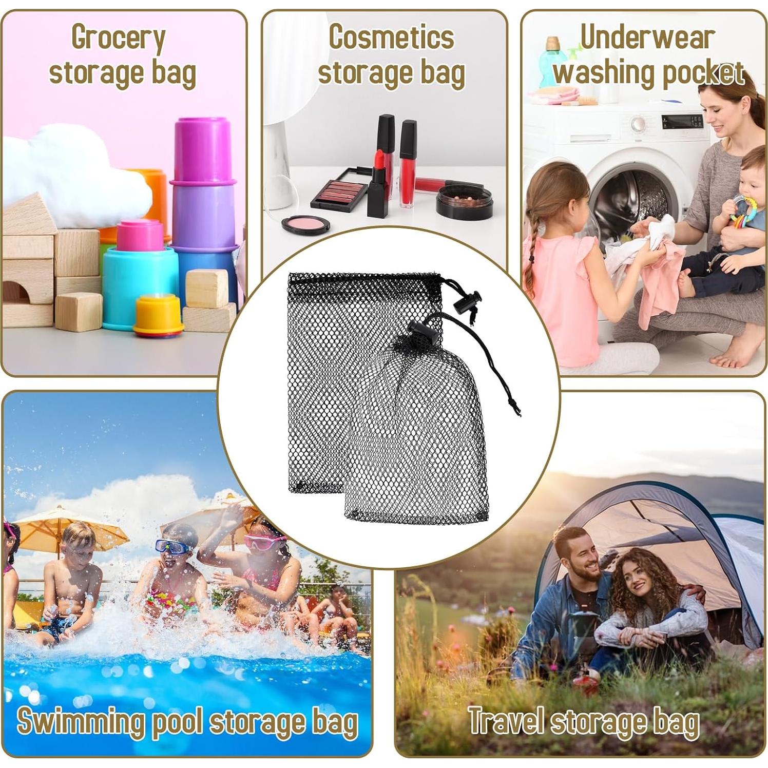 10 Bolsas de Malla con Cierre de Cordón Sliverdew 15x10cm