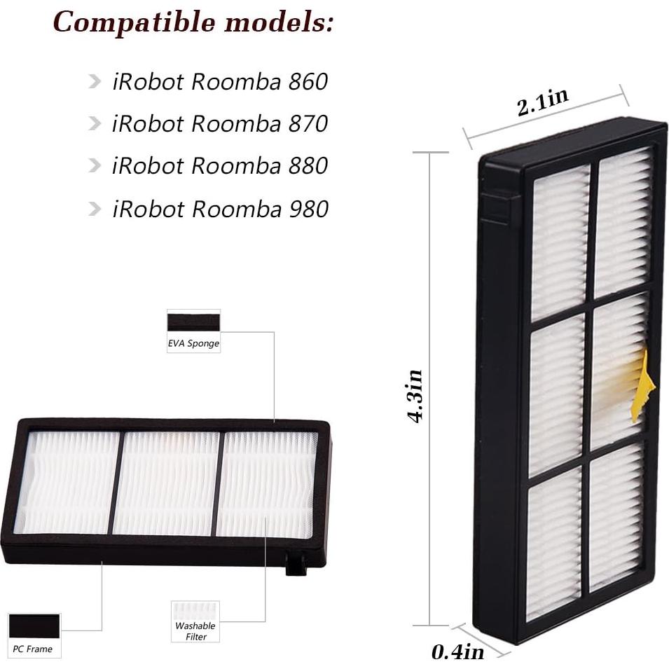 Accesorios I Clean para iRobot Roomba 800 y 900 - Filtros HEPA y Cepillos