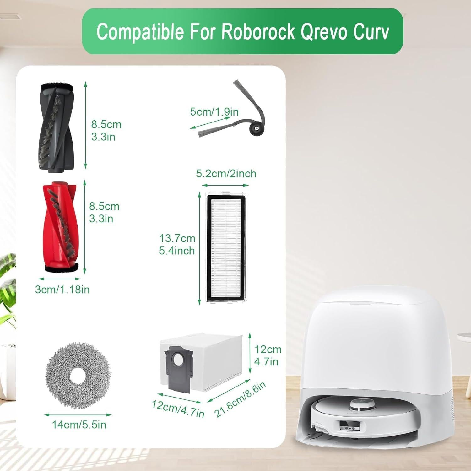 Kit de Repuesto para Aspiradora Robot roborock Qrevo Curv