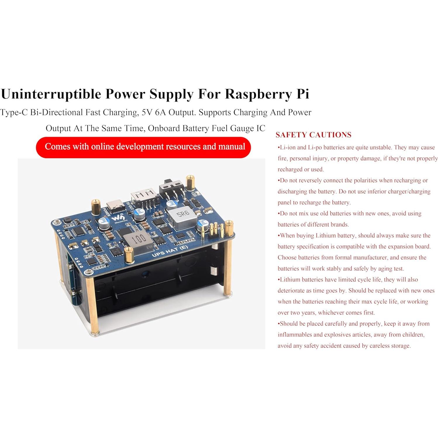 Fuente de Alimentación Ininterrumpida UPS HAT UeeKKoo para Raspberry Pi 5/4B/3B+