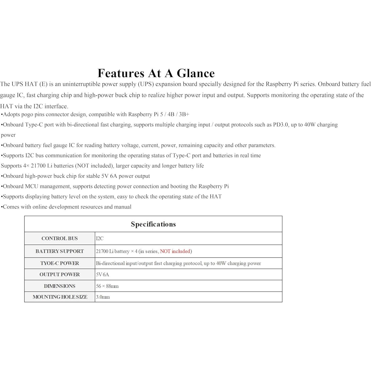Fuente de Alimentación Ininterrumpida UPS HAT UeeKKoo para Raspberry Pi 5/4B/3B+
