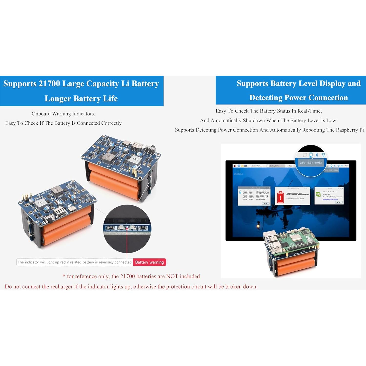 Fuente de Alimentación Ininterrumpida UPS HAT UeeKKoo para Raspberry Pi 5/4B/3B+