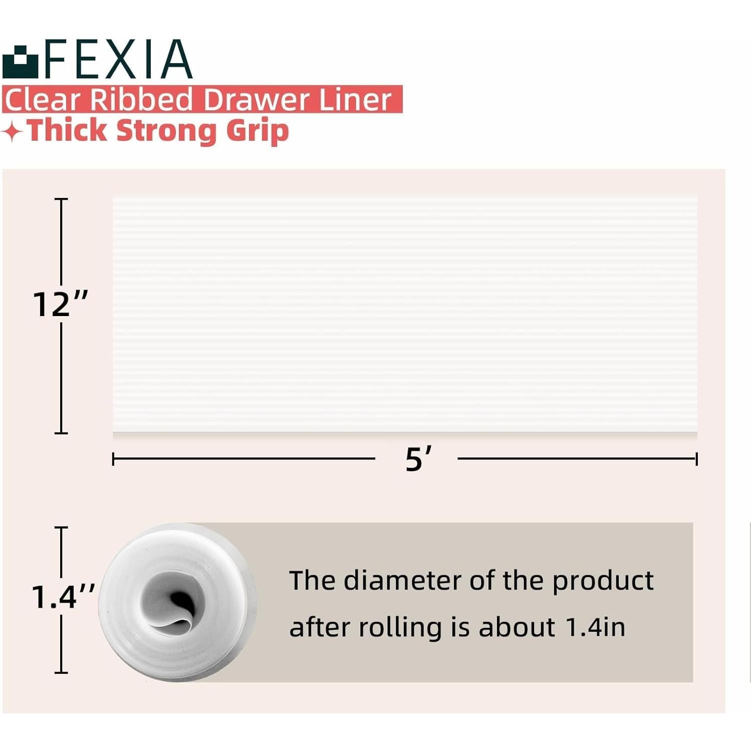 Forro de Estantería Antideslizante FEXIA 30cm x 1.5m Transparente