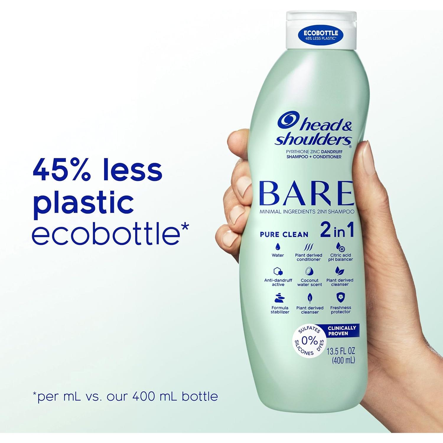 Head & Shoulders BARE 2-en-1 Champú y Acondicionador 400 ml x2