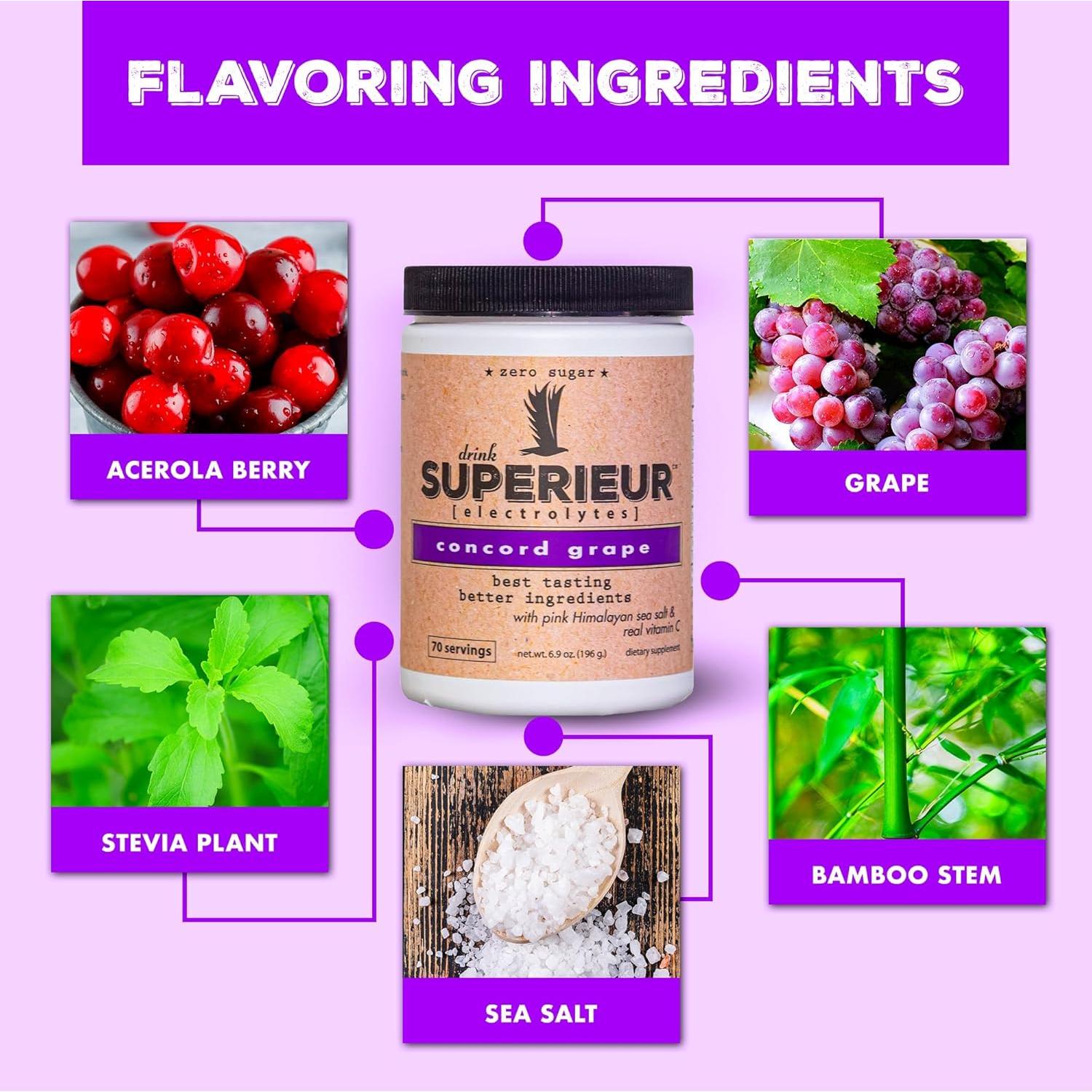 Superieur Electrolitos en Polvo - Uva Concordia 70 Porciones - Vegano