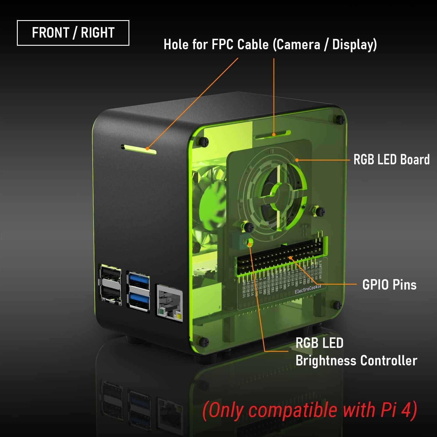 Caja ElectroCookie Raspberry Pi 4 Mini Torre Aluminio